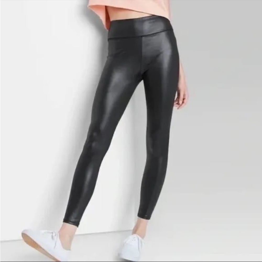 Wild Fable Black Faux-Leather High-Rise Leggings